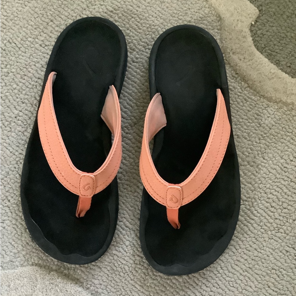 Chic Black and Coral Flip Flops